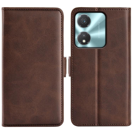 For Honor X5c Plus Dual-side Magnetic Buckle Horizontal Flip Leather Phone Case(Brown)
