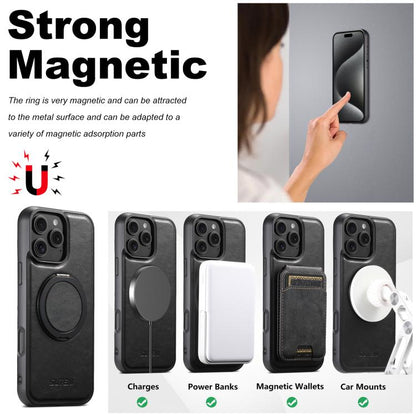 For iPhone 14 Pro Suteni G3 Oil Wax 360 Rotation Holder MagSafe Back Phone Case(Black) - iPhone 14 Pro Cases by Suteni | Online Shopping UK | buy2fix