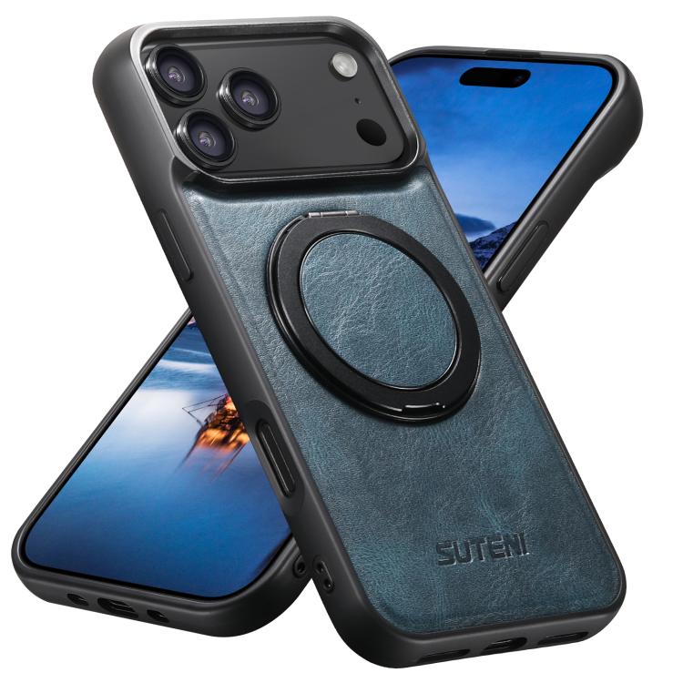 For iPhone 17 Pro Suteni G3 Oil Wax 360 Rotation Holder MagSafe Back Phone Case(Blue) - iPhone 17 Pro Cases by Suteni | Online Shopping UK | buy2fix