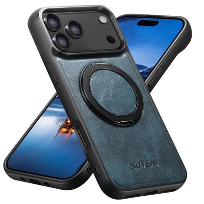 For iPhone 17 Pro Suteni G3 Oil Wax 360 Rotation Holder MagSafe Back Phone Case(Blue) - iPhone 17 Pro Cases by Suteni | Online Shopping UK | buy2fix