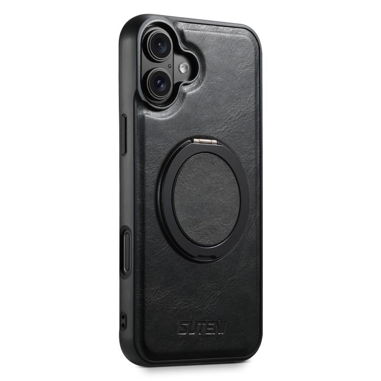 For iPhone 17 Suteni G3 Oil Wax 360 Rotation Holder MagSafe Back Phone Case(Black) - iPhone 17 Cases by Suteni | Online Shopping UK | buy2fix