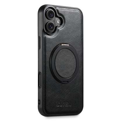 For iPhone 17 Suteni G3 Oil Wax 360 Rotation Holder MagSafe Back Phone Case(Black) - iPhone 17 Cases by Suteni | Online Shopping UK | buy2fix