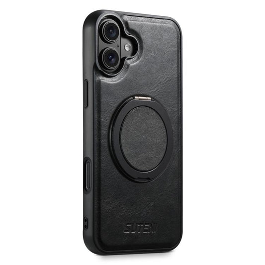 For iPhone 17 Suteni G3 Oil Wax 360 Rotation Holder MagSafe Back Phone Case(Black) - iPhone 17 Cases by Suteni | Online Shopping UK | buy2fix