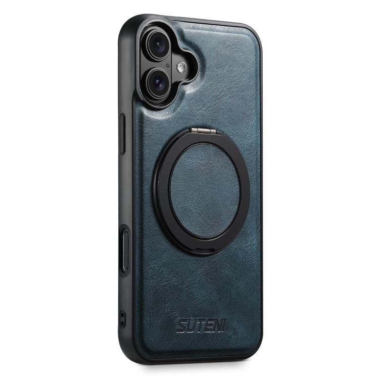 For iPhone 17 Suteni G3 Oil Wax 360 Rotation Holder MagSafe Back Phone Case(Blue) - iPhone 17 Cases by Suteni | Online Shopping UK | buy2fix
