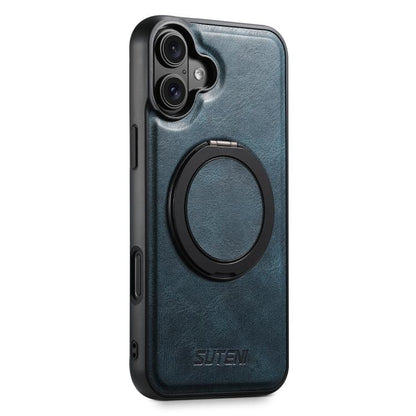 For iPhone 17 Suteni G3 Oil Wax 360 Rotation Holder MagSafe Back Phone Case(Blue) - iPhone 17 Cases by Suteni | Online Shopping UK | buy2fix