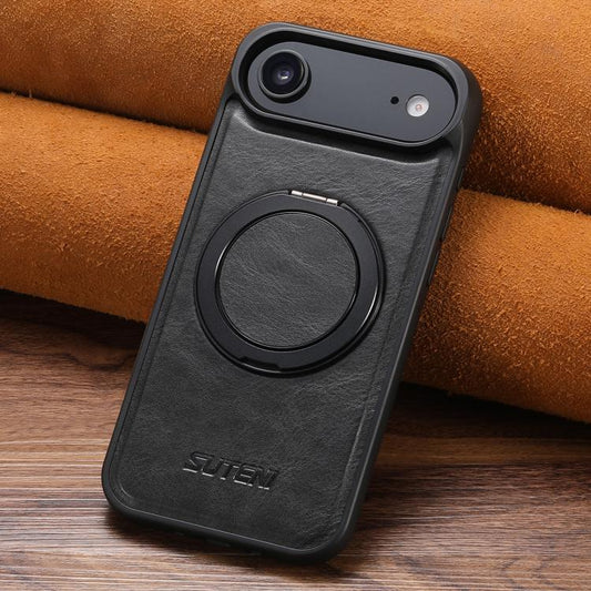 For iPhone 17 Air Suteni G3 Oil Wax 360 Rotation Holder MagSafe Back Phone Case(Black) - iPhone 17 Air Cases by Suteni | Online Shopping UK | buy2fix