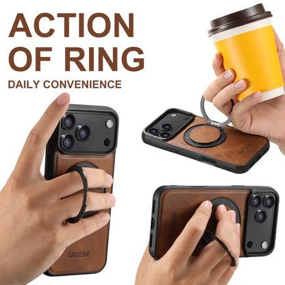 For iPhone Air Suteni G3 Oil Wax 360 Rotation Holder MagSafe Back Phone Case(Brown) - iPhone Air Cases by Suteni | Online Shopping UK | buy2fix