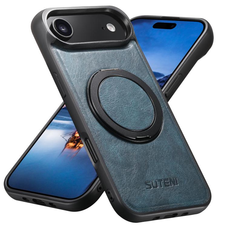 For iPhone Air Suteni G3 Oil Wax 360 Rotation Holder MagSafe Back Phone Case(Blue) - iPhone Air Cases by Suteni | Online Shopping UK | buy2fix