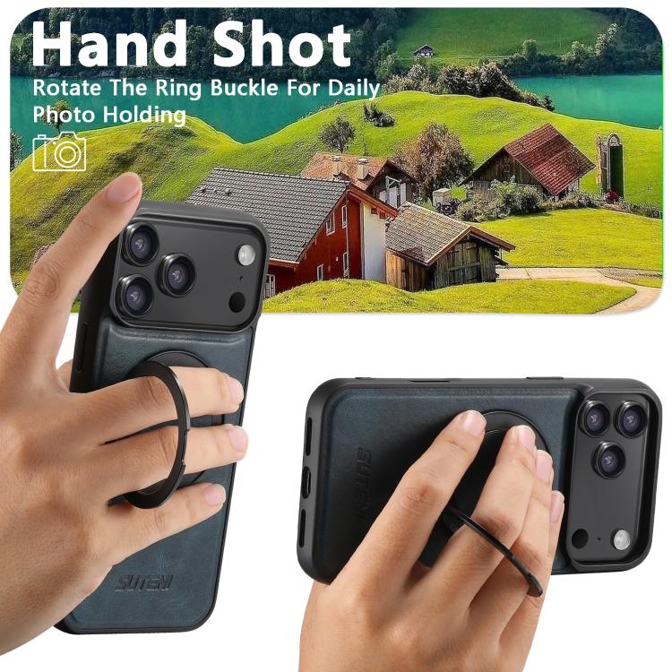 For iPhone Air Suteni G3 Oil Wax 360 Rotation Holder MagSafe Back Phone Case(Blue) - iPhone Air Cases by Suteni | Online Shopping UK | buy2fix