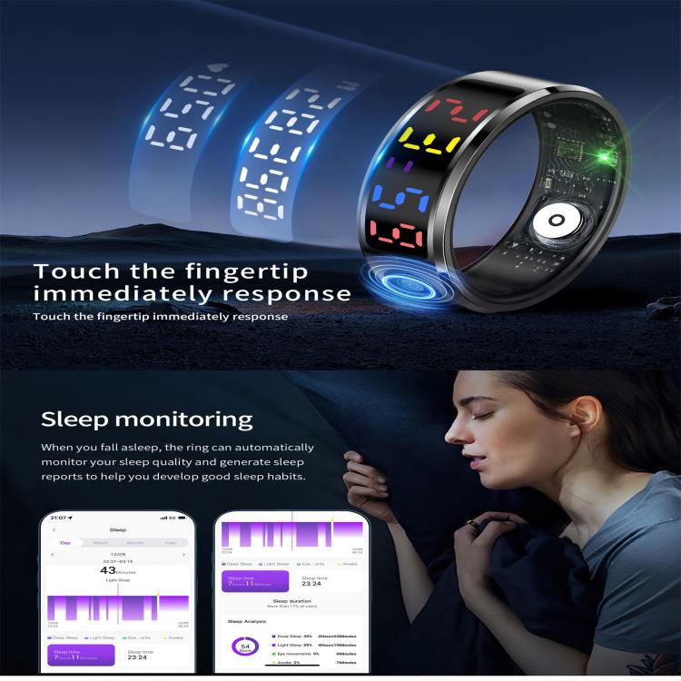 R12 SIZE 9 Smart Ring, Support Heart Rate / Blood Oxygen / Sleep / Multiple Sports Modes(Black) - Smart Rings / Smart Telephones by buy2fix | Online Shopping UK | buy2fix
