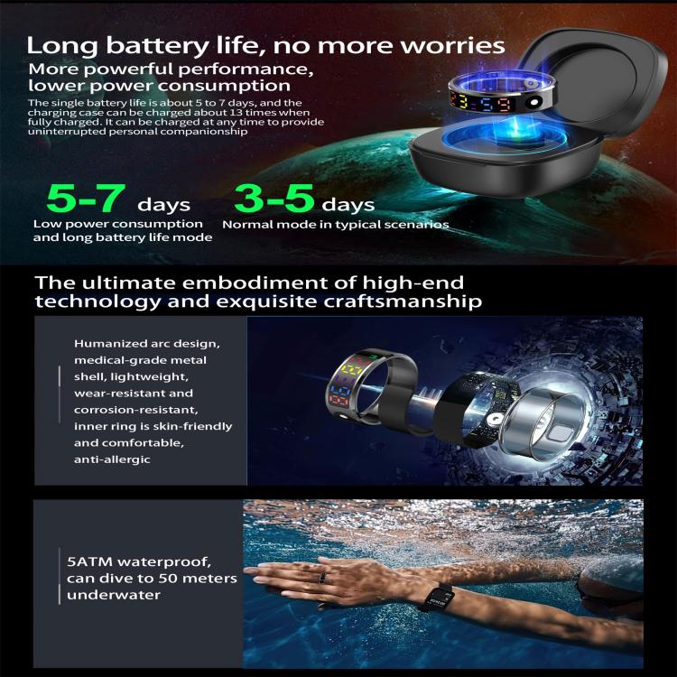 R12 SIZE 9 Smart Ring, Support Heart Rate / Blood Oxygen / Sleep / Multiple Sports Modes(Gold) - Smart Rings / Smart Telephones by buy2fix | Online Shopping UK | buy2fix