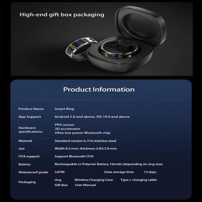 R12 SIZE 10 Smart Ring, Support Heart Rate / Blood Oxygen / Sleep / Multiple Sports Modes(Black) - Smart Rings / Smart Telephones by buy2fix | Online Shopping UK | buy2fix