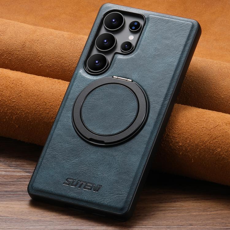 For Samsung Galaxy S24 Ultra 5G Suteni G3 Oil Wax 360 Rotation Holder MagSafe Back Phone Case(Blue) - Galaxy S24 Ultra 5G Cases by Suteni | Online Shopping UK | buy2fix