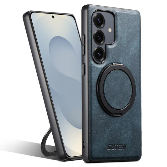 For Samsung Galaxy S25 5G Suteni G3 Oil Wax 360 Rotation Holder MagSafe Back Phone Case(Blue) - Galaxy S25 5G Cases by Suteni | Online Shopping UK | buy2fix