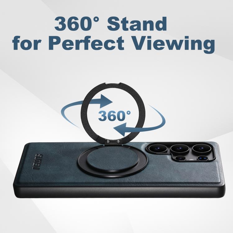 For Samsung Galaxy S24 5G Suteni G3 Oil Wax 360 Rotation Holder MagSafe Back Phone Case(Blue) - Galaxy S24 5G Cases by Suteni | Online Shopping UK | buy2fix