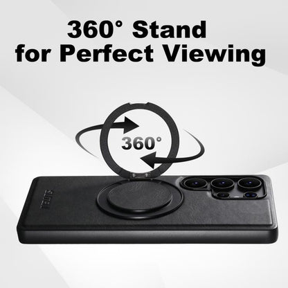 For Samsung Galaxy S23+ 5G Suteni G3 Oil Wax 360 Rotation Holder MagSafe Back Phone Case(Black) - Galaxy S23+ 5G Cases by Suteni | Online Shopping UK | buy2fix