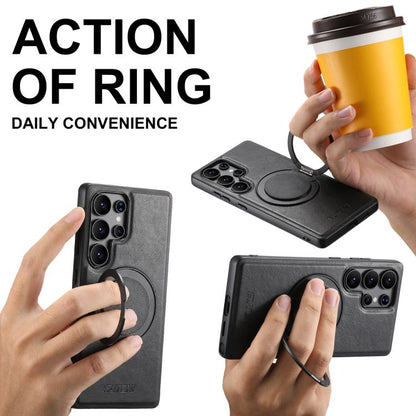 For Samsung Galaxy S23+ 5G Suteni G3 Oil Wax 360 Rotation Holder MagSafe Back Phone Case(Black) - Galaxy S23+ 5G Cases by Suteni | Online Shopping UK | buy2fix