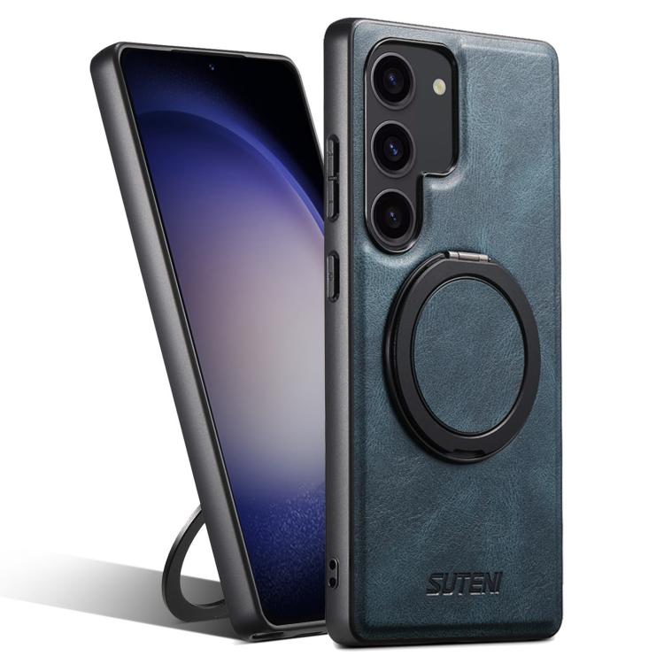 For Samsung Galaxy S23 5G Suteni G3 Oil Wax 360 Rotation Holder MagSafe Back Phone Case(Blue) - Galaxy S23 5G Cases by Suteni | Online Shopping UK | buy2fix