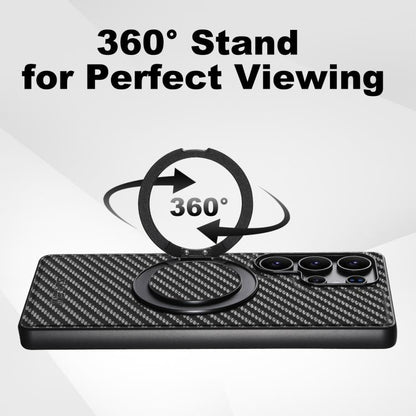 For Samsung Galaxy S23+ 5G Suteni G3 Carbon Fiber Leather 360 Rotation Holder MagSafe Phone Case(Black) - Galaxy S23+ 5G Cases by Suteni | Online Shopping UK | buy2fix