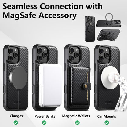 For iPhone 17 Suteni G3 Carbon Fiber Leather 360 Rotation Holder MagSafe Phone Case(Black) - iPhone 17 Cases by Suteni | Online Shopping UK | buy2fix