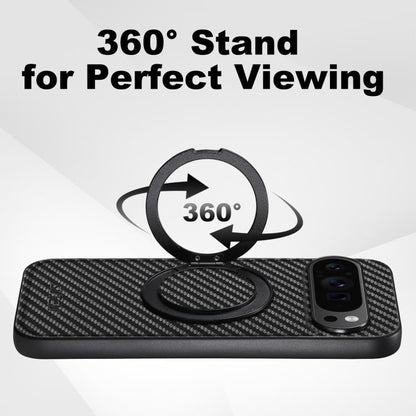 For Google Pixel 10 Pro XL Suteni G3 Carbon Fiber Leather 360 Rotation Holder MagSafe Phone Case(Black) - Google Cases by Suteni | Online Shopping UK | buy2fix