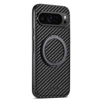 For Google Pixel 10 Suteni G3 Carbon Fiber Leather 360 Rotation Holder MagSafe Phone Case(Black) - Google Cases by Suteni | Online Shopping UK | buy2fix