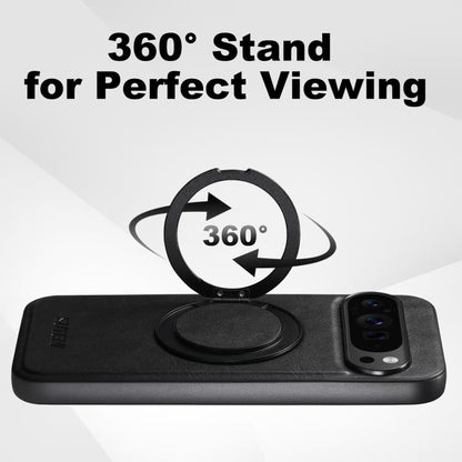 For Google Pixel 10 Pro XL Suteni G3 Oil Wax 360 Rotation Holder MagSafe Back Phone Case(Black) - Google Cases by Suteni | Online Shopping UK | buy2fix