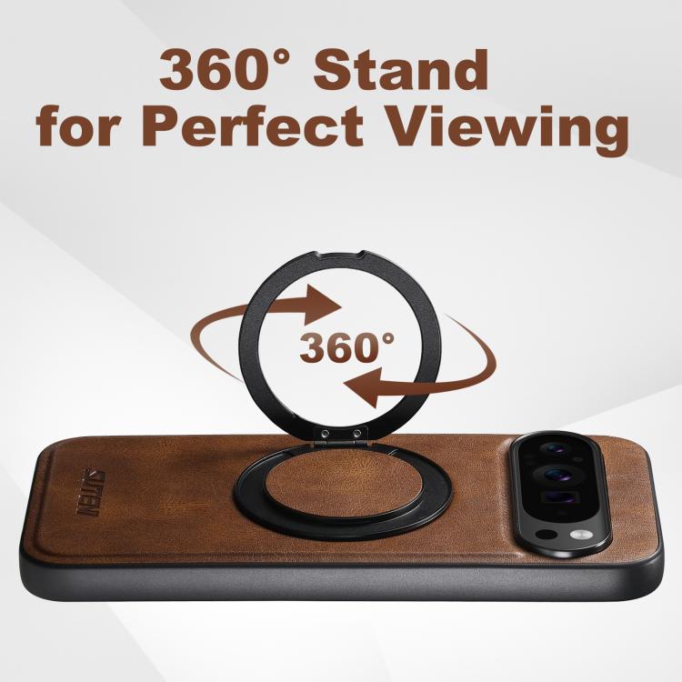 For Google Pixel 10 Pro XL Suteni G3 Oil Wax 360 Rotation Holder MagSafe Back Phone Case(Brown) - Google Cases by Suteni | Online Shopping UK | buy2fix