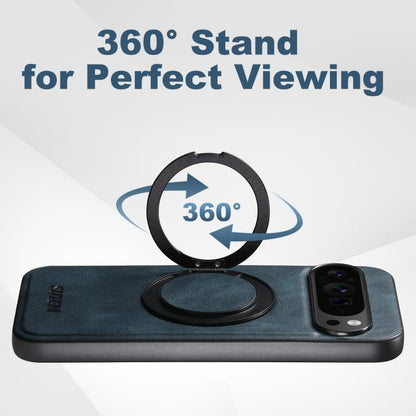 For Google Pixel 10 Pro XL Suteni G3 Oil Wax 360 Rotation Holder MagSafe Back Phone Case(Blue) - Google Cases by Suteni | Online Shopping UK | buy2fix