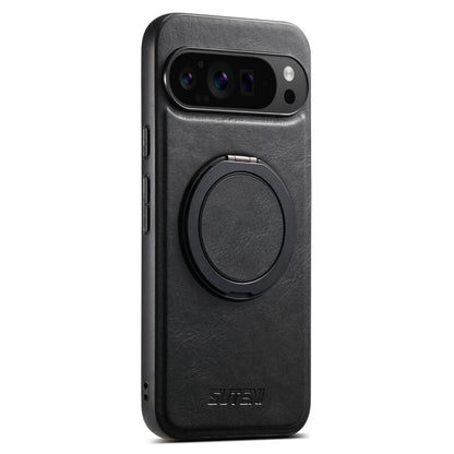 For Google Pixel 10 Pro Suteni G3 Suteni G3 Oil Wax 360 Rotation Holder MagSafe Back Phone Case(Black) - Google Cases by Suteni | Online Shopping UK | buy2fix