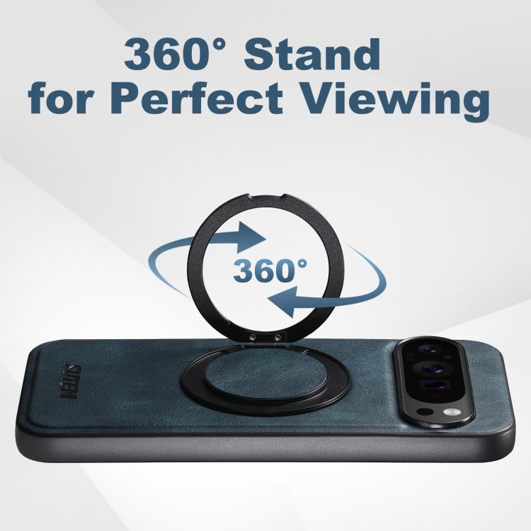 For Google Pixel 10 Pro Suteni G3 Oil Wax 360 Rotation Holder MagSafe Back Phone Case(Blue) - Google Cases by Suteni | Online Shopping UK | buy2fix