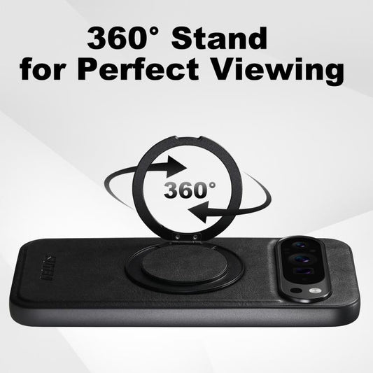 For Google Pixel 10 Suteni G3 Oil Wax 360 Rotation Holder MagSafe Back Phone Case(Black) - Google Cases by Suteni | Online Shopping UK | buy2fix