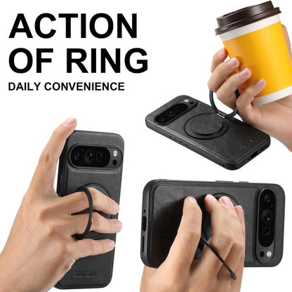 For Google Pixel 10 Suteni G3 Oil Wax 360 Rotation Holder MagSafe Back Phone Case(Black) - Google Cases by Suteni | Online Shopping UK | buy2fix