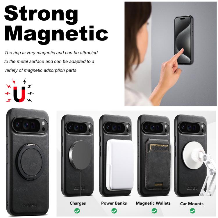 For Google Pixel 10 Suteni G3 Oil Wax 360 Rotation Holder MagSafe Back Phone Case(Black) - Google Cases by Suteni | Online Shopping UK | buy2fix