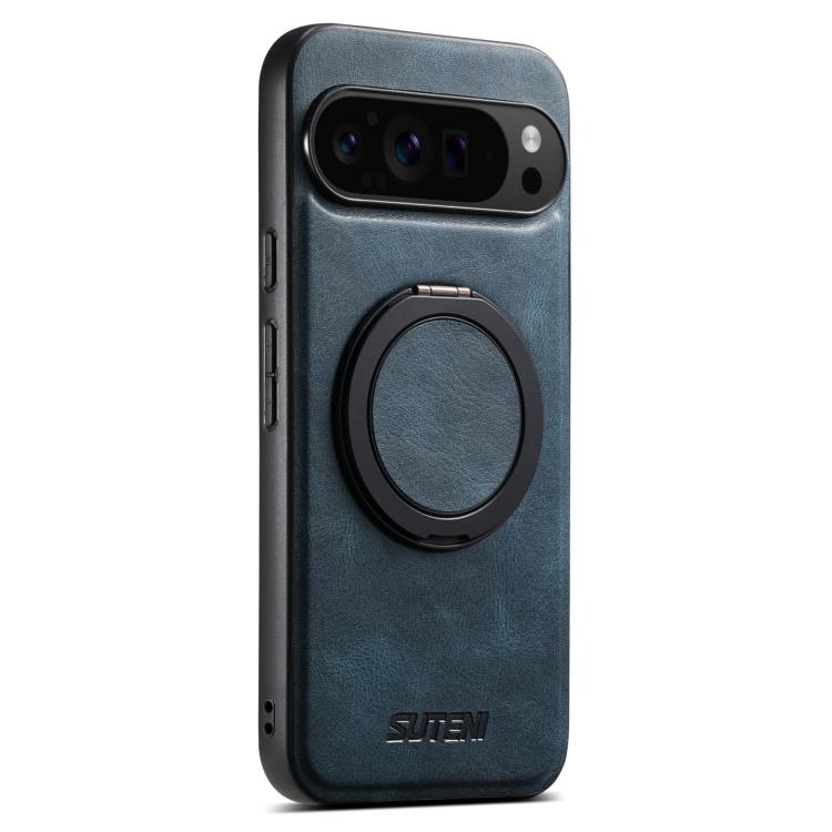 For Google Pixel 10 Suteni G3 Oil Wax 360 Rotation Holder MagSafe Back Phone Case(Blue) - Google Cases by Suteni | Online Shopping UK | buy2fix