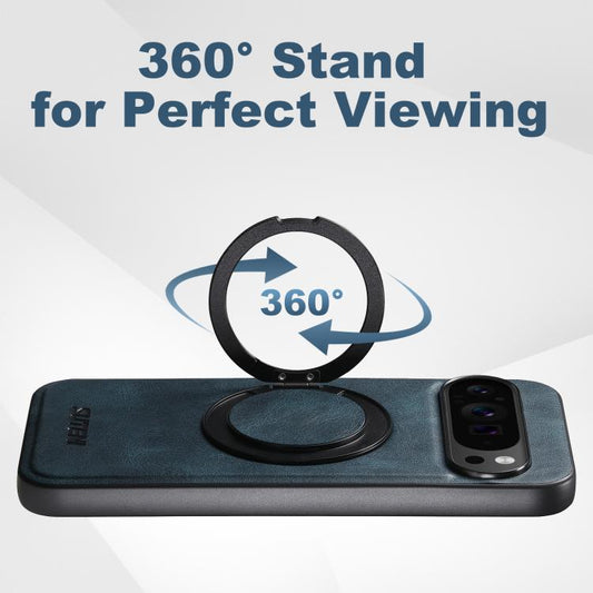 For Google Pixel 10 Suteni G3 Oil Wax 360 Rotation Holder MagSafe Back Phone Case(Blue) - Google Cases by Suteni | Online Shopping UK | buy2fix