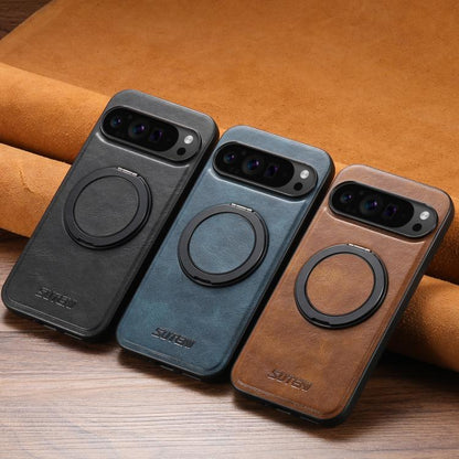 For Google Pixel 10 Suteni G3 Oil Wax 360 Rotation Holder MagSafe Back Phone Case(Brown) - Google Cases by Suteni | Online Shopping UK | buy2fix