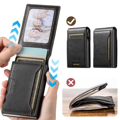 Suteni Oil Waxy Keys Automatically Pop Up Card Wallet Case(Black) - Adhesive Card Holders by Suteni | Online Shopping UK | buy2fix