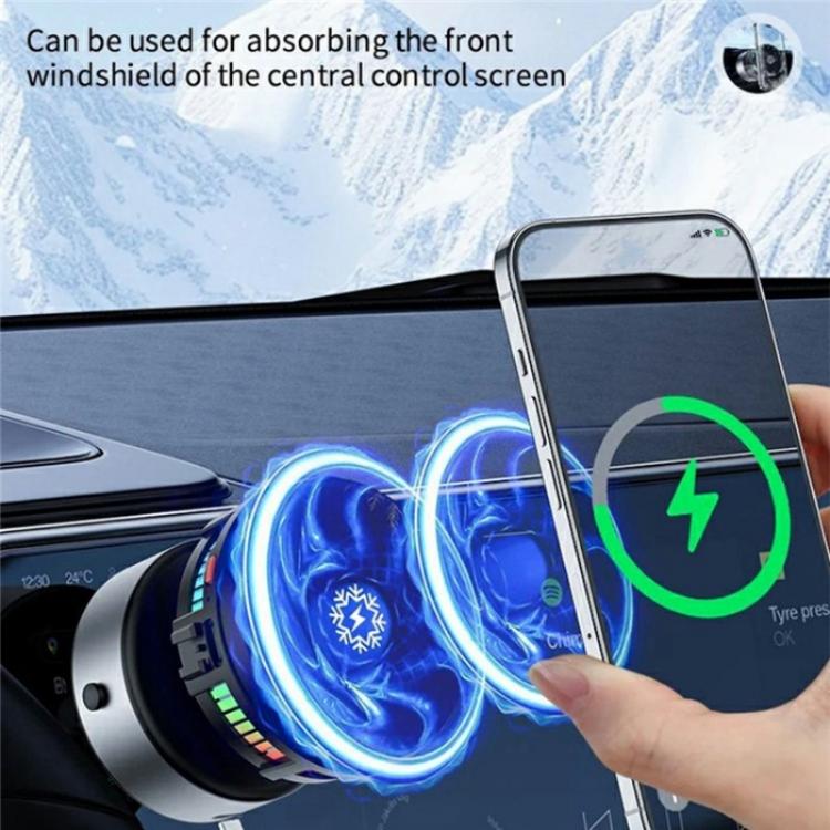 X19 Car Phone Holder 15W Wireless Charging Vacuum Suction Cooling Magnetic Phone Stand(Silver) - Wireless Charger Holders by buy2fix | Online Shopping UK | buy2fix