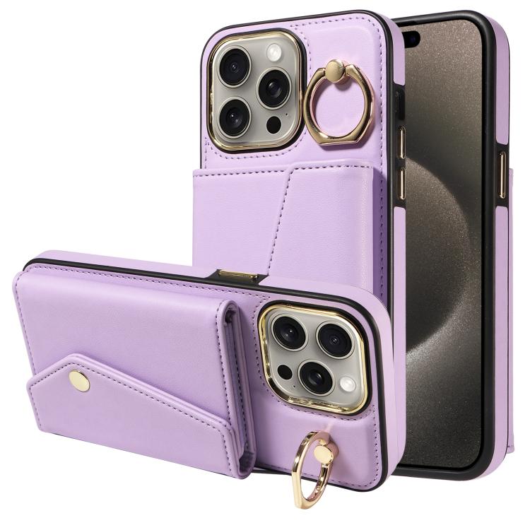 For iPhone 15 Pro Max Diagonal Crossbody Ring Organ Wallet Leather Back Phone Case(Purple) - iPhone 15 Pro Max Cases by buy2fix | Online Shopping UK | buy2fix