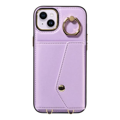 For iPhone 15 Plus Diagonal Crossbody Ring Organ Wallet Leather Back Phone Case(Purple) - iPhone 15 Plus Cases by buy2fix | Online Shopping UK | buy2fix