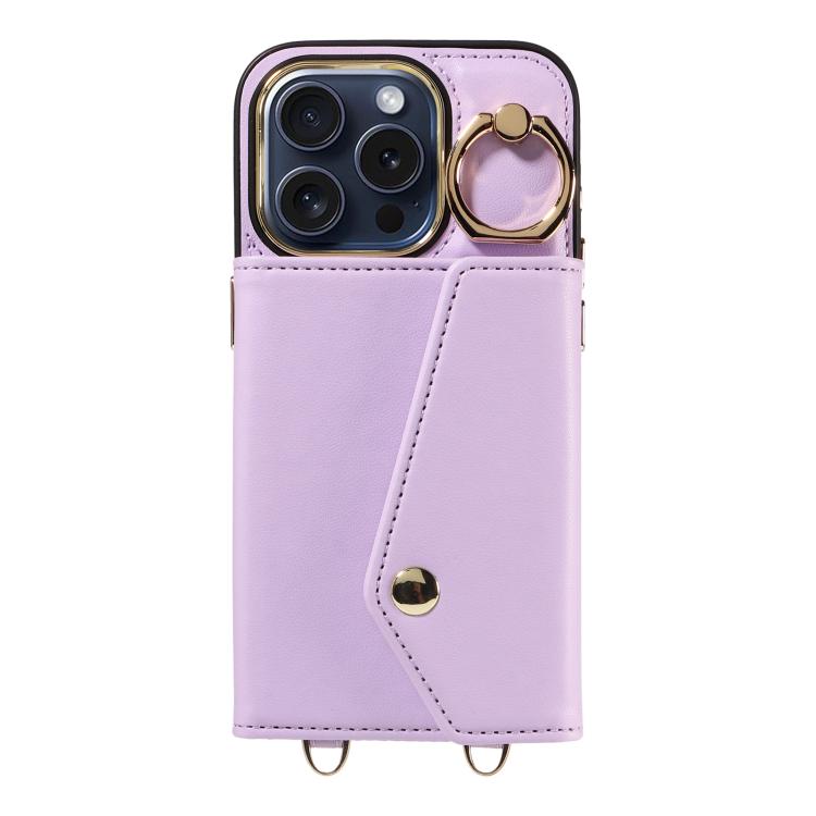 For iPhone 14 Pro Max Diagonal Crossbody Ring Organ Wallet Leather Back Phone Case(Purple) - iPhone 14 Pro Max Cases by buy2fix | Online Shopping UK | buy2fix