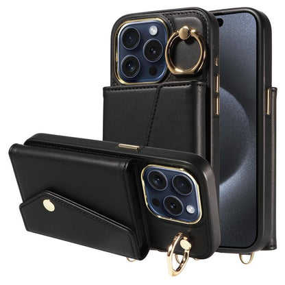 For iPhone 13 Pro Max Diagonal Crossbody Ring Organ Wallet Leather Back Phone Case(Black) - iPhone 13 Pro Max Cases by buy2fix | Online Shopping UK | buy2fix