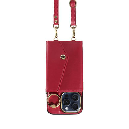 For iPhone 13 Pro Max Diagonal Crossbody Ring Organ Wallet Leather Back Phone Case(Wine Red) - iPhone 13 Pro Max Cases by buy2fix | Online Shopping UK | buy2fix