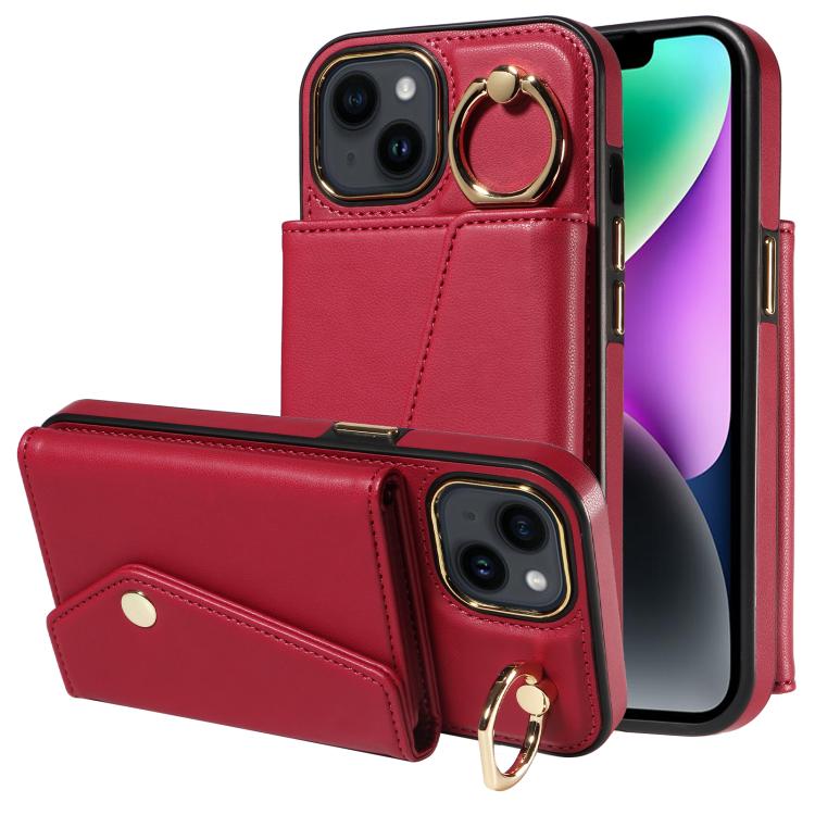 For iPhone 13 Diagonal Crossbody Ring Organ Wallet Leather Back Phone Case(Wine Red) - iPhone 13 Cases by buy2fix | Online Shopping UK | buy2fix