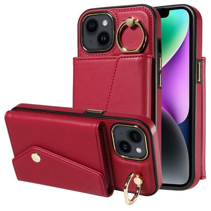 For iPhone 13 Diagonal Crossbody Ring Organ Wallet Leather Back Phone Case(Wine Red) - iPhone 13 Cases by buy2fix | Online Shopping UK | buy2fix