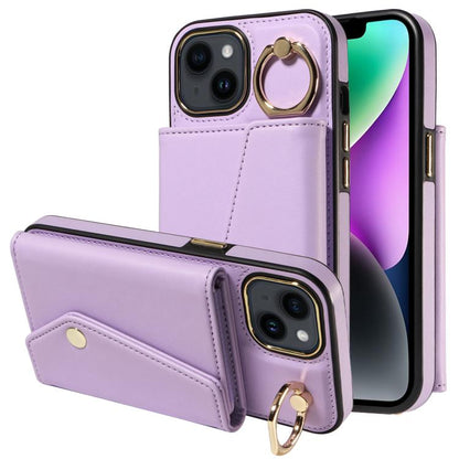 For iPhone 13 Diagonal Crossbody Ring Organ Wallet Leather Back Phone Case(Purple) - iPhone 13 Cases by buy2fix | Online Shopping UK | buy2fix