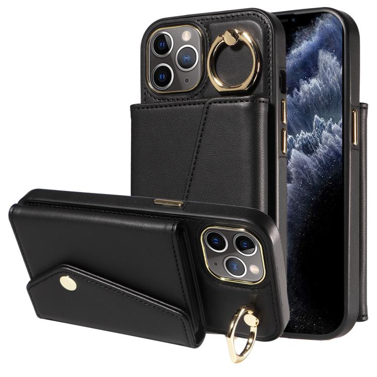 For iPhone 11 Pro Max Diagonal Crossbody Ring Organ Wallet Leather Back Phone Case(Black) - iPhone 11 Pro Max Cases by buy2fix | Online Shopping UK | buy2fix