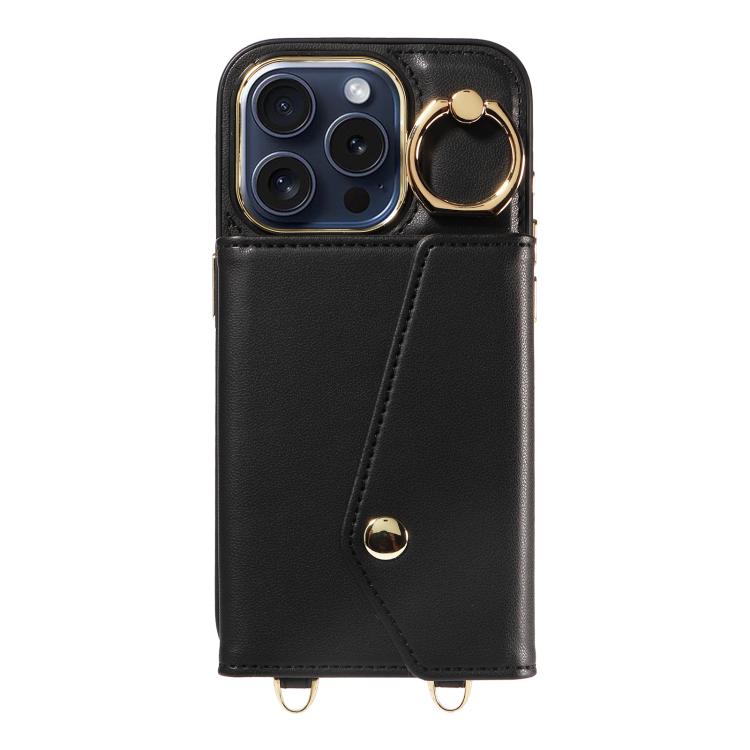 For iPhone 11 Pro Max Diagonal Crossbody Ring Organ Wallet Leather Back Phone Case(Black) - iPhone 11 Pro Max Cases by buy2fix | Online Shopping UK | buy2fix