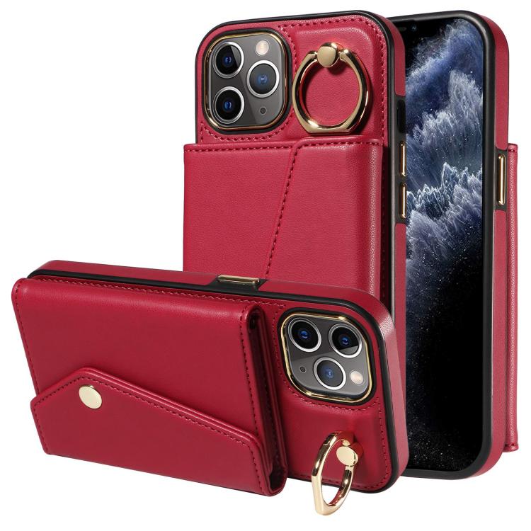 For iPhone 11 Pro Max Diagonal Crossbody Ring Organ Wallet Leather Back Phone Case(Wine Red) - iPhone 11 Pro Max Cases by buy2fix | Online Shopping UK | buy2fix